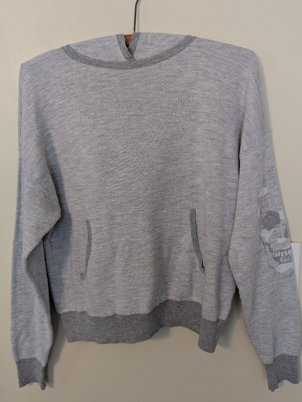 Skull Cashmere Luxury Knitwear Gray Hoodie XS NWOT 